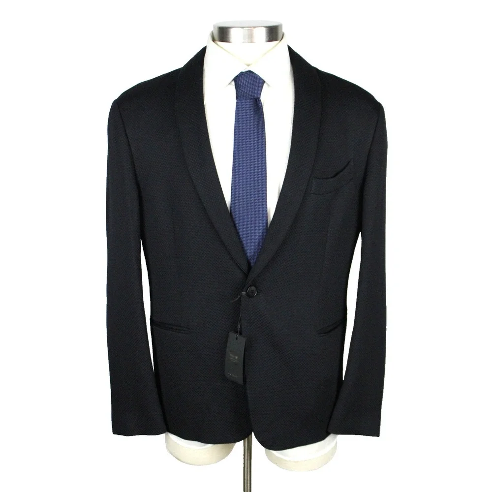 $2995 Giorgio Armani Blazer 42 R (52 EU) Silk Black One Button Shawl Lapel Italy
